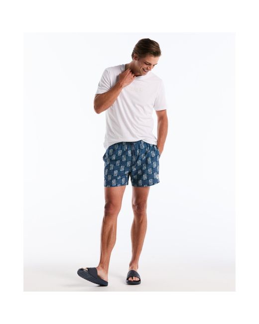 Original Penguin Blue Flower Block Print Swim Shorts In Sargasso Sea for men