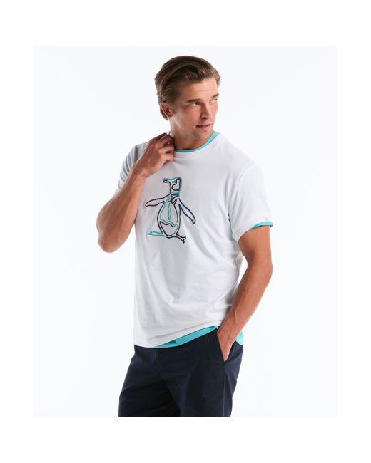 Original Penguin Outline Pete Graphic T-shirt In Bright White for men