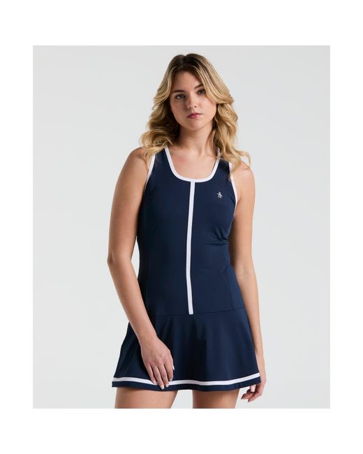 Original Penguin Blue Women's Colour Block Tennis Dress In Black Iris for men