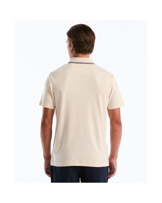 Original Penguin Blue Jacquard Vertical Stripe Polo Shirt In Birch for men