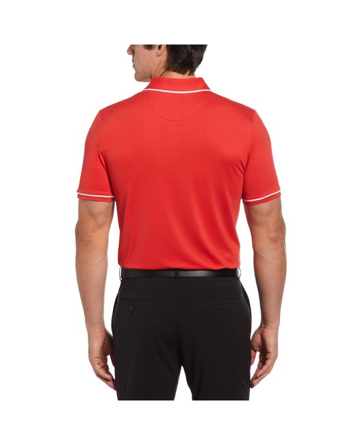 Original Penguin Red Oversized Pete Tipped Short Sleeve Golf Polo Shirt In Poinsettia for men