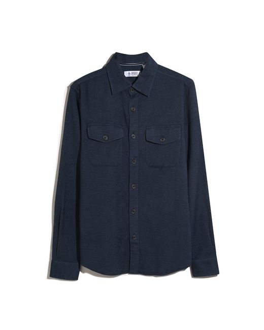 Original Penguin Blue Double Weave Overshirt In Dark Sapphire for men