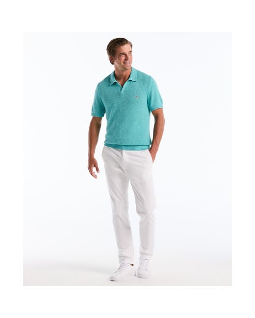 Original Penguin Green Textured Johnny Collar Sweater Polo In Aquarelle for men