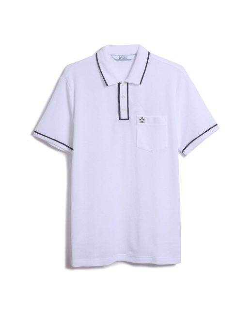 Original Penguin Icons Bentley Mesh Polo Shirt In Bright White for men