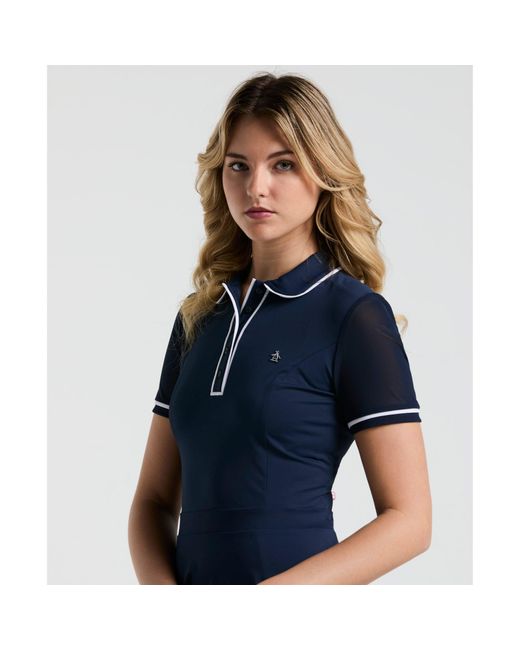 Original Penguin Blue Women's Veronica Short Sleeve Dress In Black Iris