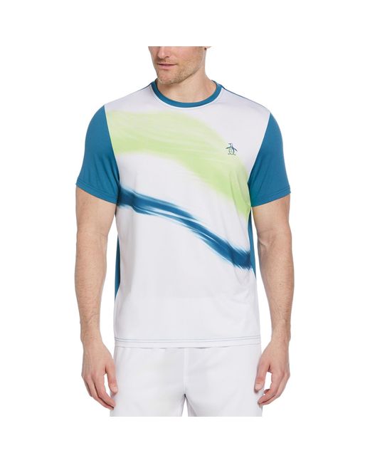 Original Penguin Blue Colour Block Performance Tennis T-shirt In Corsair for men