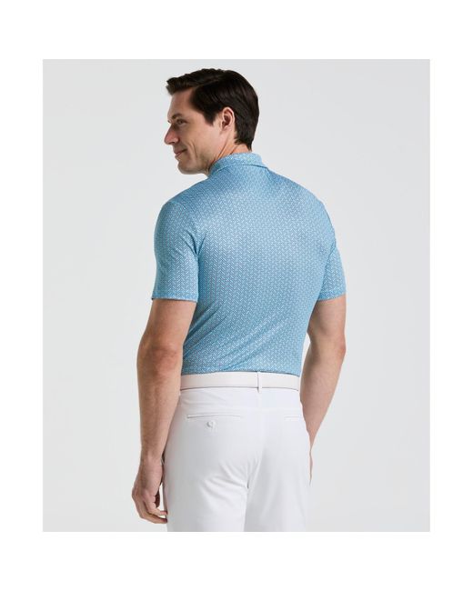 Original Penguin Blue Heritage Herringbone All Over Print Golf Polo Shirt In Aquarius for men