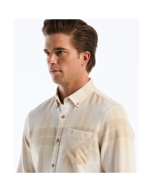 Original Penguin Natural Lightweight Plaid Flannel Shirt In Birch for men