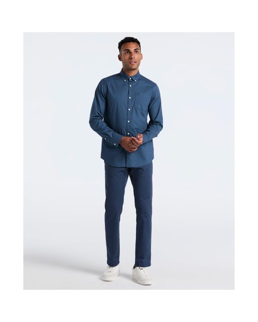 Original Penguin Blue Micro Diamond Print Shirt In Sargasso Sea for men