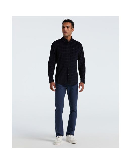 Original Penguin Black Corduroy Check Shirt In Dark Sapphire for men