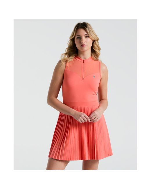 Original Penguin Red Women's Sleeveless Colour Block Golf Dress In Coral Quartz for men