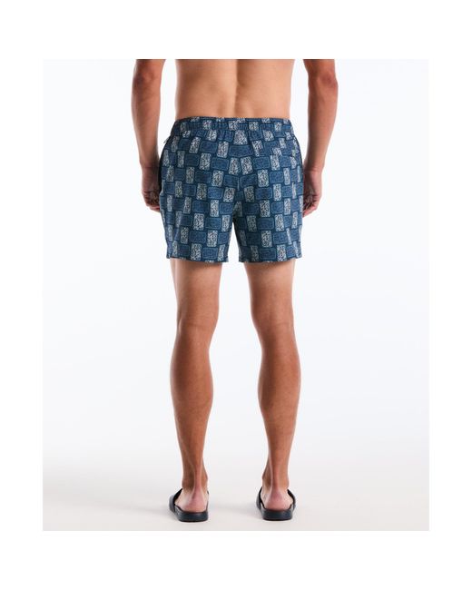 Original Penguin Blue Flower Block Print Swim Shorts In Sargasso Sea for men