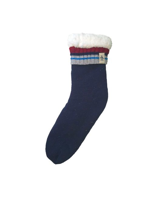 Original Penguin Blue Nep Knit Slipper Socks In Navy for men