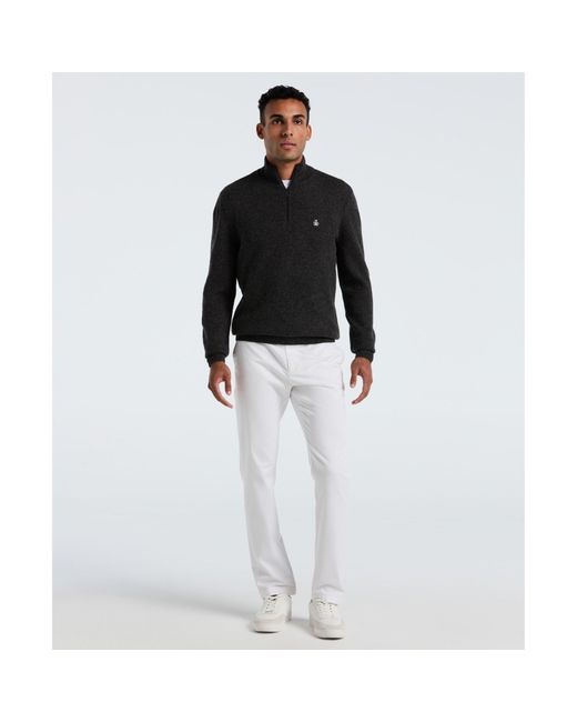 Original Penguin Black Lambswool Quarter Zip Sweater In Dark Charcoal Heather for men