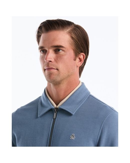 Original Penguin Piped Track Jacket In Copen Blue for men