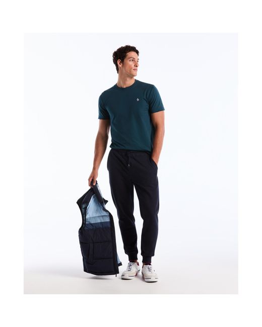 Original Penguin Blue Sticker Pete Fleece Joggers In Dark Sapphire for men