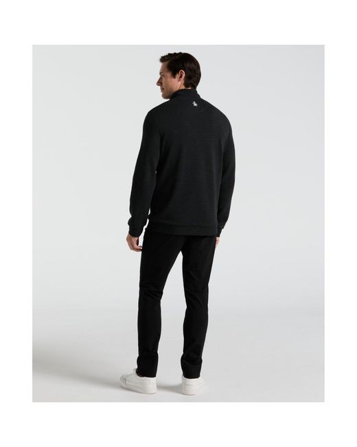 Original Penguin Black Ottoman Quarter Zip Golf Jacket In Dark Caviar Heather for men