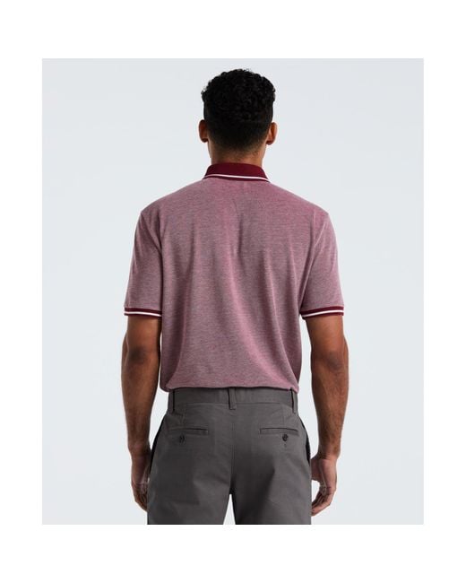 Original Penguin Red Birdseye Pique Tipped Polo Shirt In Cabernet for men