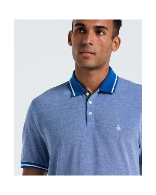 Original Penguin Birdseye Pique Tipped Polo Shirt In Classic Blue for men