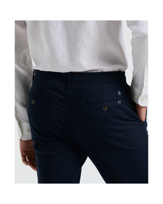 Original Penguin Gray Slim Fit Chinos In Dark Sapphire for men
