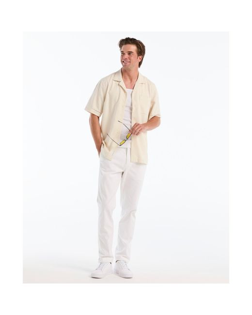 Original Penguin Natural Ladder Trim Short Sleeve Shirt In Birch for men