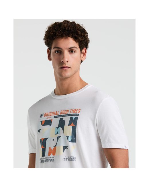 Original Penguin Good Times Graphic T-shirt In Bright White for men