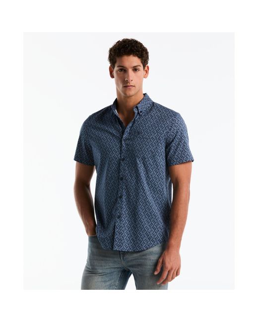 Original Penguin Blue Rattan Stripe Short Sleeve Shirt In Sargasso Sea for men