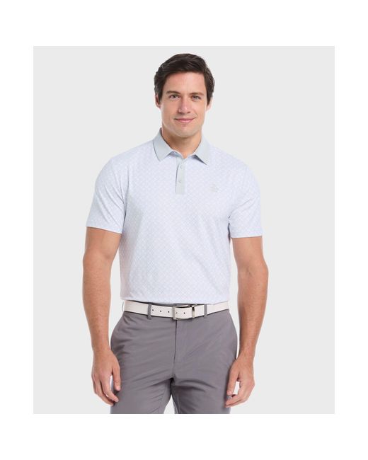 Original Penguin Geo Colour Block Golf Polo In Bright White for men