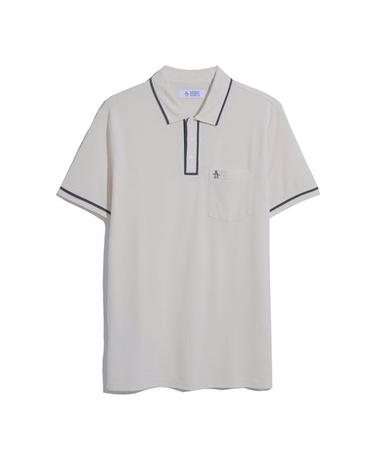 Original Penguin White Earl Pique Short Sleeve Polo Shirt In Birch for men