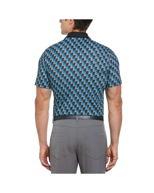 Original Penguin Blue All Over Penguin Print Golf Polo Shirt In Caviar for men