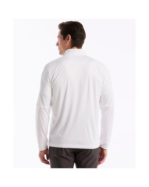 Original Penguin Mixed Media Quarter Zip Golf Pullover In Bright White for men