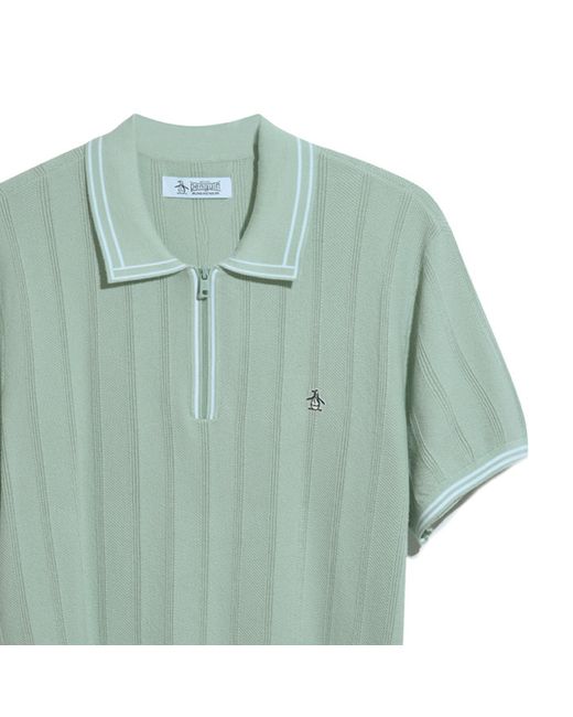 Original Penguin Cashmere-like Cotton Tipped Short Sleeve Polo Shirt Sweater In Silt Green for men