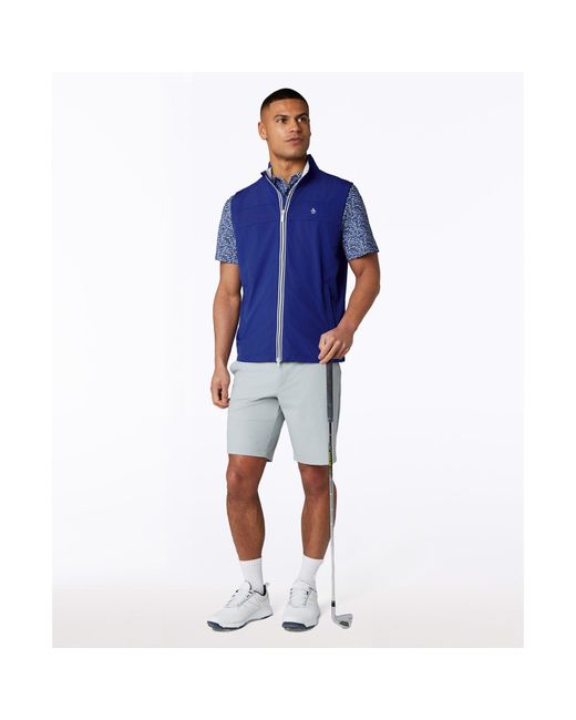 Original Penguin Blue Heritage Lightweight Packable Golf Vest In Surf The Web for men