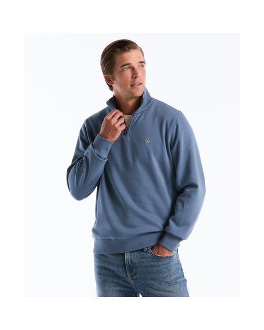 Original Penguin Sticker Pete Quarter Zip Sweatshirt In Copen Blue for men