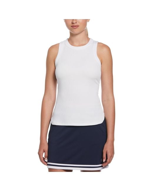 Original Penguin Women's Ribbed Tennis Tank Top In Bright White for men