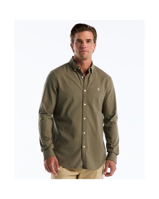 Original Penguin Green Oxford Shirt In Dusty Olive for men