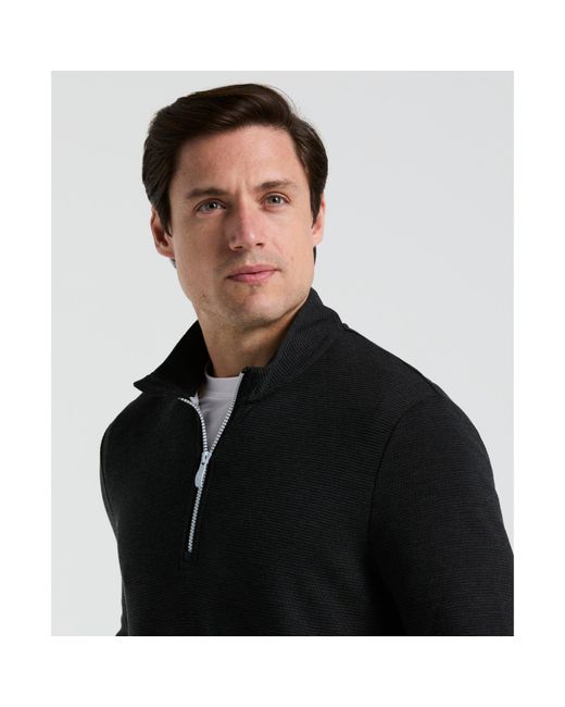 Original Penguin Black Ottoman Quarter Zip Golf Jacket In Dark Caviar Heather for men