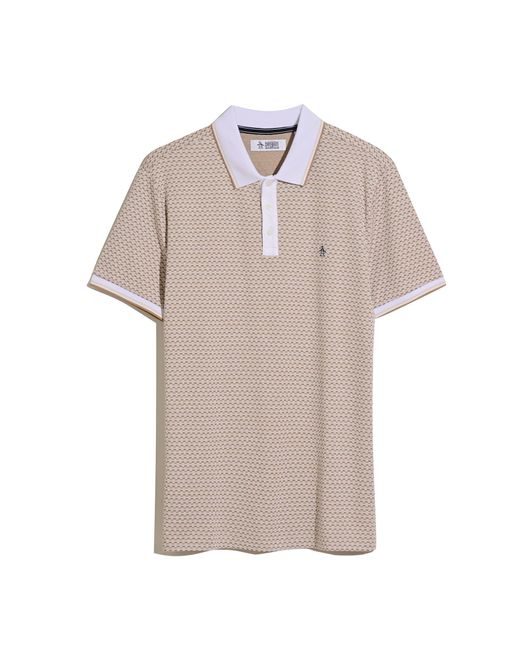 Original Penguin White Allover Mini Jaquard Polo Shirt In Birch for men