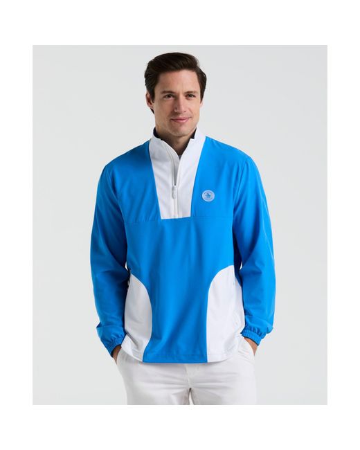 Original Penguin Lightweight 1/4 Zip Colour Block Golf Pullover In French Blue for men