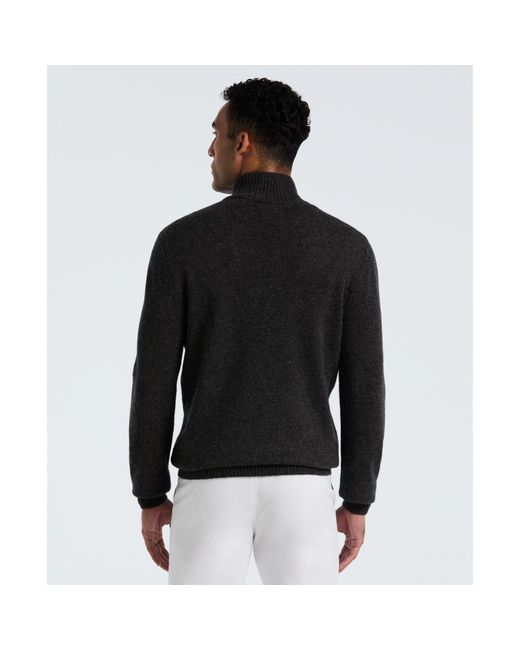 Original Penguin Black Lambswool Quarter Zip Sweater In Dark Charcoal Heather for men