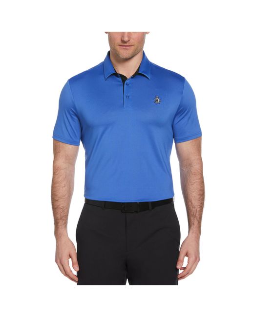 Original Penguin Blue Original Block Design Short Sleeve Golf Polo Shirt In Nebulas for men
