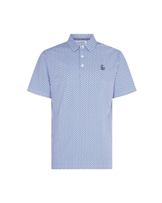 Original Penguin Heritage Geo Print Golf Polo Shirt In Amparo Blue for men