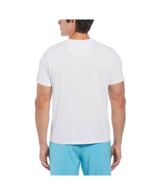 Original Penguin Blue Marble Print Performance Short Sleeve Tennis T-shirt In Bright White for men