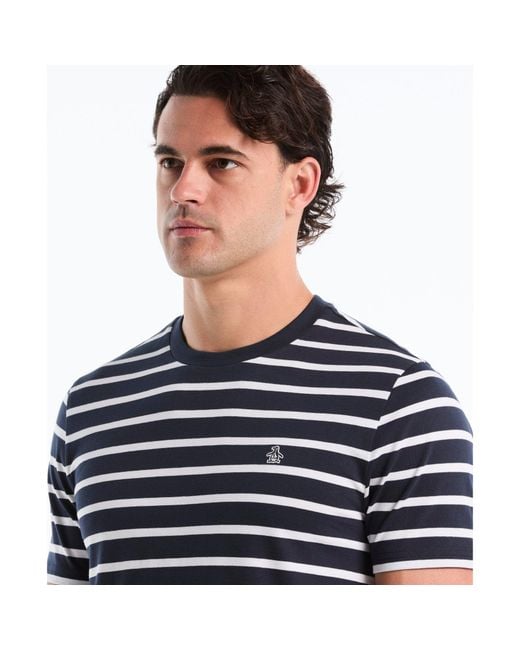 Original Penguin Blue Breton Striped T-shirt In Dark Sapphire for men