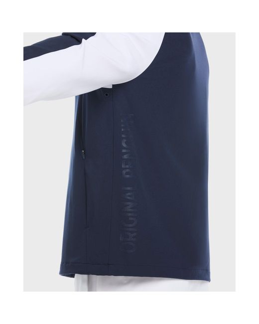 Original Penguin Blue Quarter Zip Colour Block Golf Jacket In Black Iris for men