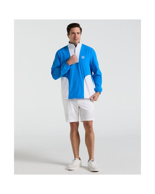 Original Penguin Lightweight 1/4 Zip Colour Block Golf Pullover In French Blue for men