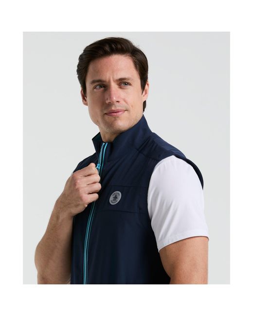Original Penguin Blue Heritage Lightweight Packable Golf Gilet In Black Iris for men