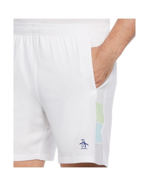 Original Penguin Color Block Performance Tennis Shorts In Bright White for men
