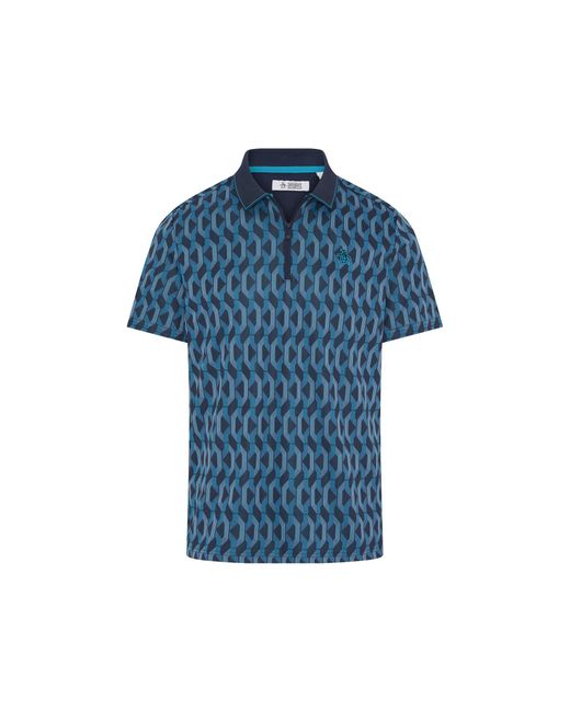 Original Penguin Blue Heritage Jacquard Colour Block Golf Polo In Black Iris for men