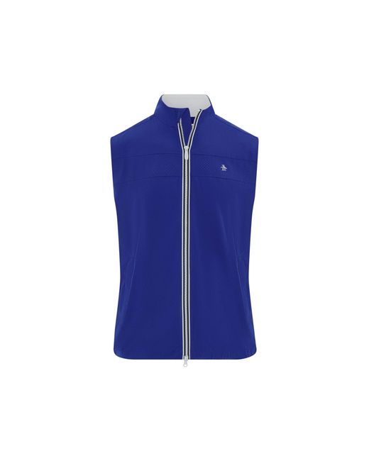 Original Penguin Blue Heritage Lightweight Packable Golf Vest In Surf The Web for men